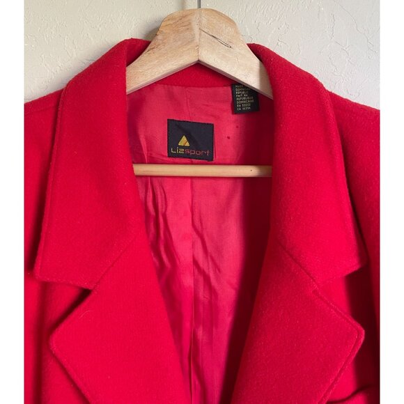 Vintage 90s Liz Sport Blazer Bright Red Wool Size 10 Academia - Picture 5 of 10